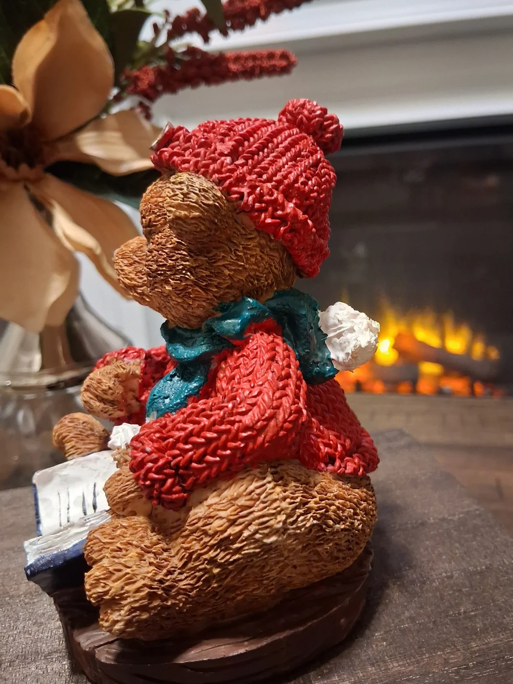 Festive Red Sweater Bear Holiday Figurine